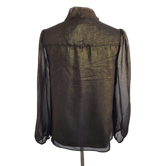 Nanette Lepore Shimmery Black and Gold Blouse Size Small - Picture 9 of 16